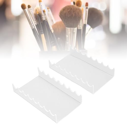 Zunate 2PCS Clear Acrylic Makeup Brush Holder & Drying Rack, 8-Slot Horizontal for Vanity, Paint Brushes, Pens, Eyeliners