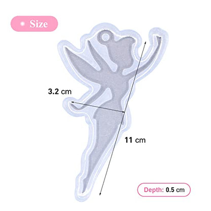 Angel Wings Shiny Fairy Shape Silicone Molds Beautiful Women Resin Mold for DIY Epoxy Resin UV Resin Casting Mold DIY Keychain Pendant Jewelry Making Necklace Clear - color: C