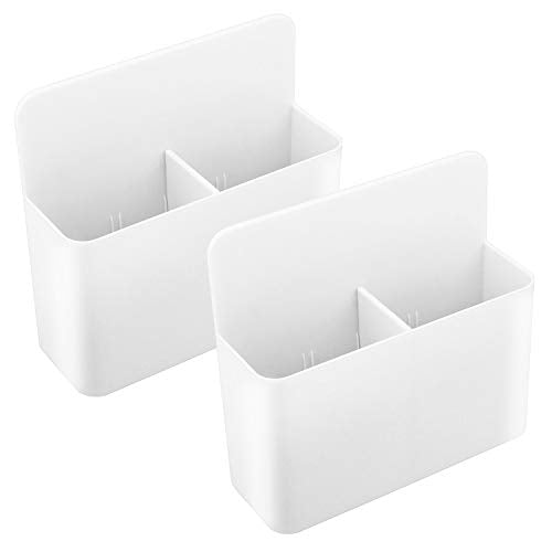 MoKo Pack of 2 Magnetic Dry Erase Marker Holder, Pen Pencil Holder Storage Organizer for Whiteboard, Refrigerator and Other Magnetic Surfaces, White - color: White-2 Pack