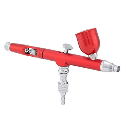 Yosooo Airbrush Kit, Multi-Purpose Gravity Feed Dual Action Paint Spray Gun Set 7CC Capacity 0.3MM Spray Kit Tools for Paint Art Tattoo Nail Design(Red) - color: Red