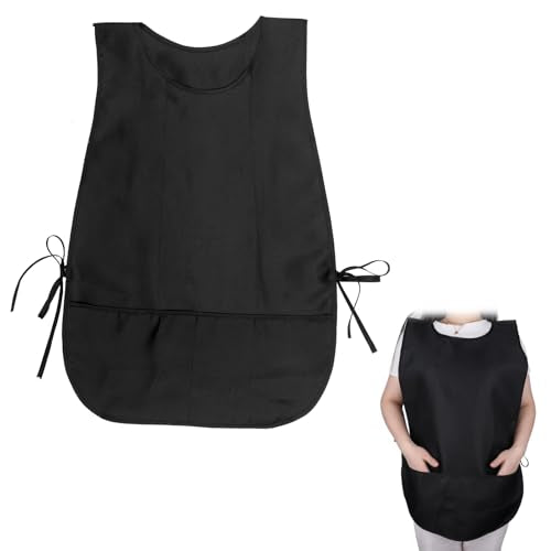Larrel Cleaning Apron,Smock Apron Cleaning Aprons for Housekeeping Art Smock Painting Aprons for Adults Cobbler Unisex Waterproof Smocks with 2 Deep Pockets Art Smocks for Adults(Black)