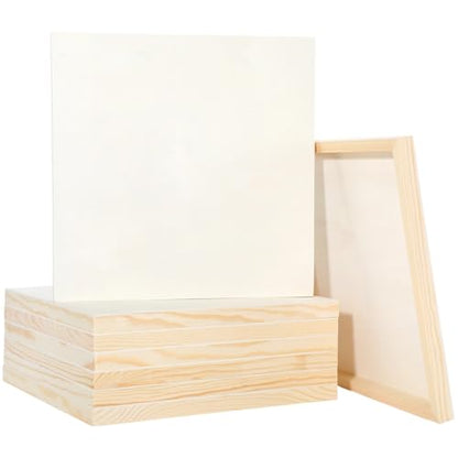 8 Pcs Wood Panels, 12×12 Inch Unfinished Wooden Boards for Painting, Wooden Canvas Panels for Pouring, Wood Cradle Boards for Art Crafts, DIY Projects