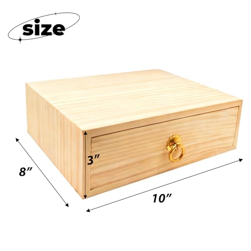 Natural Wooden Storage Box Desk Drawer Single Wood Cabinet Organizer Drawer Tabletop Storage Organization Box with Metal Handle for Desk Home Office Counter Craft Decor (1 Drawer) - style: 1 Layer