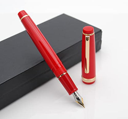 JINHAO 82 Fountain Pen with Gold Clip (F Nib 0.5mm, Red) - color: Red