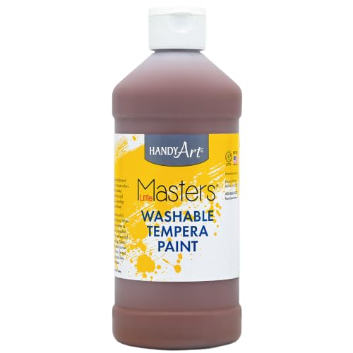 Handy Art Little Masters Washable Tempera Paint, Brown, 16 oz Bottle | Bright & Mixable, High Opacity, Washable Colors for Classroom, Students, Kids, Young Artists, Safe & Non-Toxic, Made in USA - color: Brown, size: 16 Fl Oz (Pack of 1)