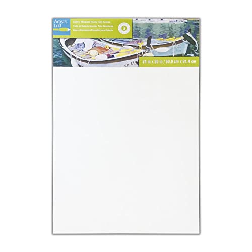 Artist's Loft 24" x 36" Level 3 Gallery Wrapped Heavy Duty Canvas - Archival, Acid Free Cotton Canvas for Acrylic and Oil Paint - Bulk 6 Pack - size: 24\ x 36\