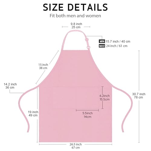 4 Packs Chef Apron with 2 Pockets, Waterproof Adjustable Apron for Men Women Perfect for Kitchen Cooking Baking Gardening Restaurant BBQ Coffee House, Professional Apron (Pink) - color: Pink