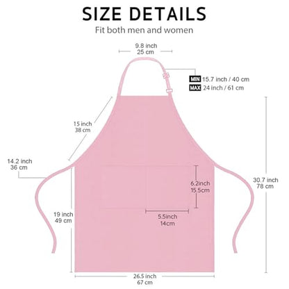 4 Packs Chef Apron with 2 Pockets, Waterproof Adjustable Apron for Men Women Perfect for Kitchen Cooking Baking Gardening Restaurant BBQ Coffee House, Professional Apron (Pink) - color: Pink