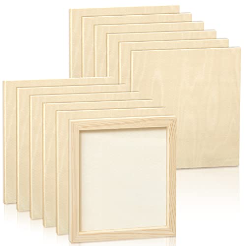 Kathfly 12 Pcs 8 x 8'' Wood Panel Boards, Unfinished Wood Canvas Panels for Painting Crafts DIY Drawing Pouring Art Projects - size: 8 x 8 Inch