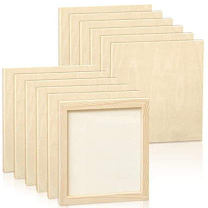Kathfly 12 Pcs 8 x 8'' Wood Panel Boards, Unfinished Wood Canvas Panels for Painting Crafts DIY Drawing Pouring Art Projects - size: 8 x 8 Inch