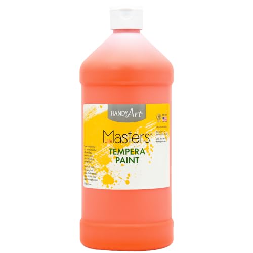 Handy Art Little Masters Tempera Paint, Orange, 32 oz Bottle, Bright & Mixable, High Opacity, Washable Colors for Classroom, Students, Kids, Young Artists, Safe & Non-Toxic, Made in USA - color: Orange, size: 32 Fl Oz (Pack of 1)