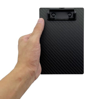 4.3 * 6.5 * 0.06inch Super Hard&Portable Mini Carbon Fiber Clipboard with Hook&Pen Holder,Strong Black Low Profile Clip,Dry Carbon Clip Board,Writing Board A7 Small Note Board - color: Black Clip, size: 4.3*6.5*0.06inch+1Clip