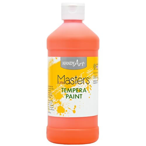 Handy Art Little Masters Tempera Paint, Orange, 16 oz Bottle, Bright & Mixable, High Opacity, Washable Colors for Classroom, Students, Kids, Young Artists, Safe & Non-Toxic, Made in USA - color: Orange, size: 16 Fl Oz (Pack of 1)