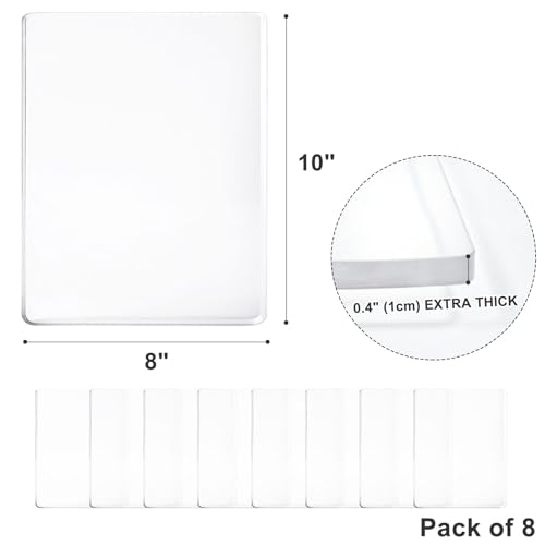 8 Pack Gel Printing Plates for Printmaking, 8x10 Inch Large Reusable Monoprinting Plate, 1cm Extra Thick Gel Plate for Arts and Crafts, Mixed Media, Acrylic Paint, Block Printing Supplies