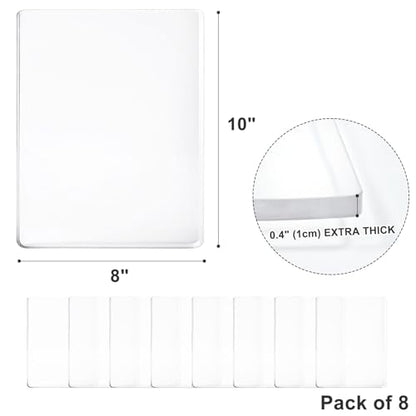 8 Pack Gel Printing Plates for Printmaking, 8x10 Inch Large Reusable Monoprinting Plate, 1cm Extra Thick Gel Plate for Arts and Crafts, Mixed Media, Acrylic Paint, Block Printing Supplies