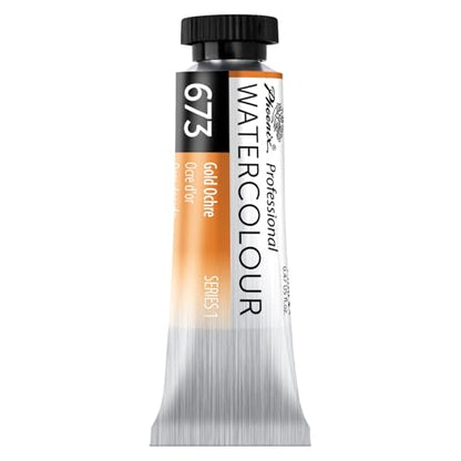 PHOENIX Professional Watercolor Paint Single Tube - 0.47 Fl Oz / 14ml - Gold Ochre - color: Gold Ochre, size: 0.47 Fl Oz (Pack of 1)