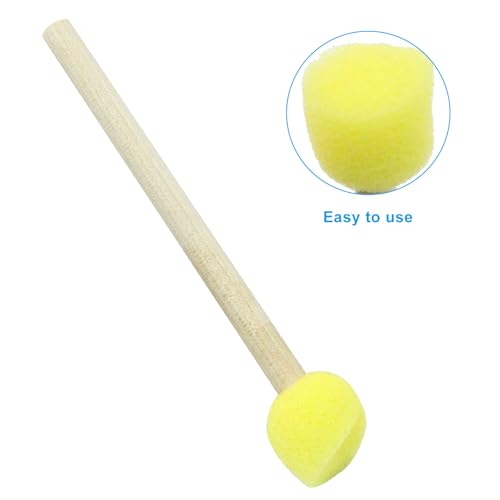 40 Pcs Round Sponge Brush Paint Set,15mm Foam Sponge Wood Handle Paint Brush Set for Painting Crafts, DIY Painting Tools(0.6 Inch) - style: 40 * 0.6Inch
