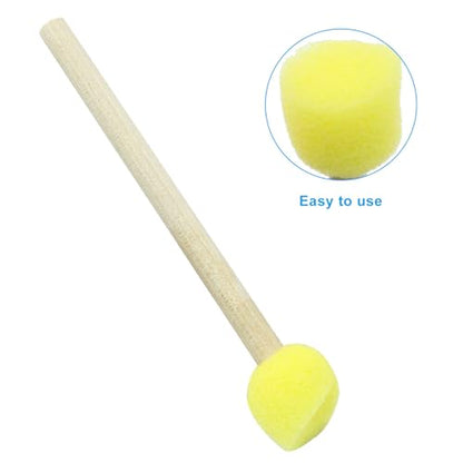 40 Pcs Round Sponge Brush Paint Set,15mm Foam Sponge Wood Handle Paint Brush Set for Painting Crafts, DIY Painting Tools(0.6 Inch) - style: 40 * 0.6Inch