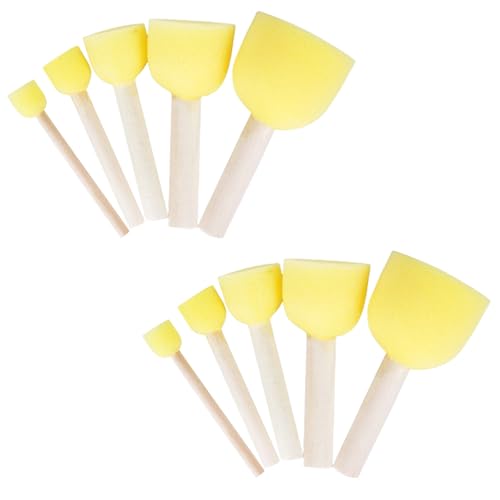 10 Pcs Round Painting Sponges Foam Brushes Foam Stencil Sponge Daubers Wood Handle Sponge Brush Painting Sponge Sticks Tools
