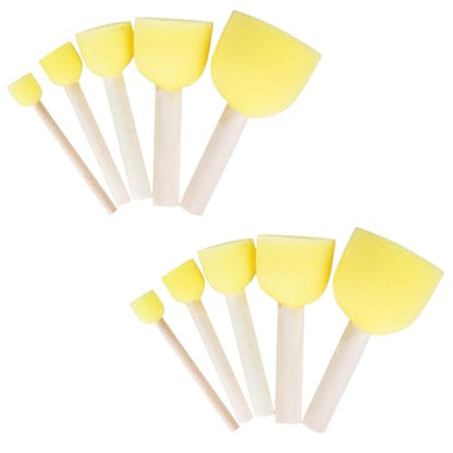 10 Pcs Round Painting Sponges Foam Brushes Foam Stencil Sponge Daubers Wood Handle Sponge Brush Painting Sponge Sticks Tools