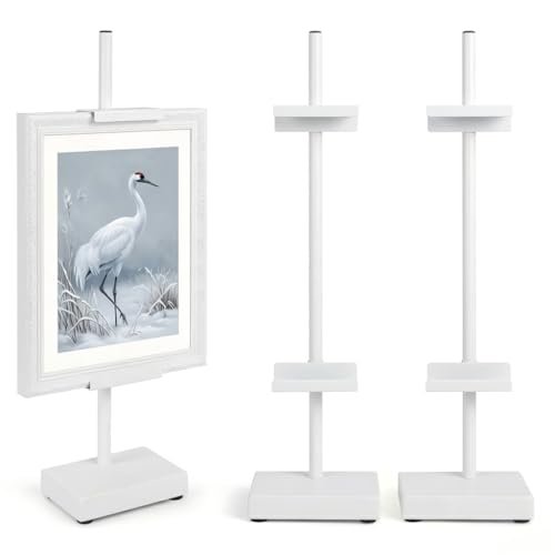 Adjustable Tabletop Easel Stand, White Picture Easels for Display Up to 17" H, Metal Picture Frame Holder Stand Table for Art, Photo (2 Pack) - color: White 2Pack