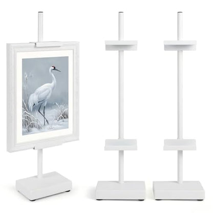 Adjustable Tabletop Easel Stand, White Picture Easels for Display Up to 17" H, Metal Picture Frame Holder Stand Table for Art, Photo (2 Pack) - color: White 2Pack