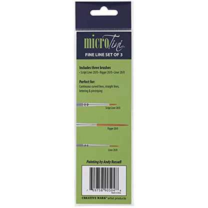 Creative Mark 3 Piece Micro Detail Paint Brush Set, Mini Paintbrushes for Acrylic, Watercolor, Oil, Face, Nail, Scale Model Painting & Line Drawing - size: Fine Line Set (3 Piece)