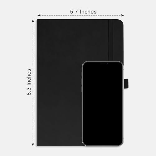 RETTACY Graph Grid Paper Notebook, 192 Pages, A5 Medium Size (5.7'' x 8.3''), 5 Squares per Inch, Leather Hardcover, 100 GSM Thick Paper, for School, Students, Math, Engineering (Black) - color: Black, style: Grid