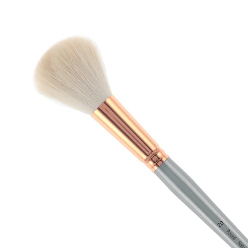 Creative Mark Goat Hair Mop Brush - # 20 Round, Natural Goat Hair for Watercolor, Oil, Acrylic & Makeup Blending – Ultra‑Soft White Hair – Short‑Handle, High‑Absorbency Artist Mop - color: White, size: # 20