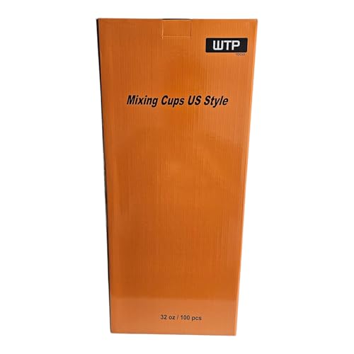 Paint Mixing Cups Quart (32oz) Automotive Marine Boat Mixer Full - Box of 100 Each - Cups are Calibrated with Multiple Mixing Ratios (1-1) (2-1) (3-1) (4-1) (8-1) Box of 100 Cups