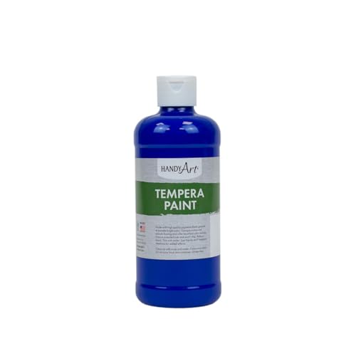 Handy Art Premium Tempera Paint, Blue, 16 oz Pint Bottle | Matte Finish, High Quality Pigments with Superior Opacity, Smooth & Bright Mixable Colors, Safe & Non-Toxic, Made in USA - color: Blue, size: 16 Fl Oz