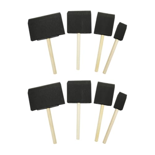 8 Pcs Assorted Size Foam Paint Brushes Wooden Handle Sponge Paint Brushes Touch up Sponges Craft Staining Brushes Painting Applicator Brush Acrylic Painting Sponges for Varnishes Glue