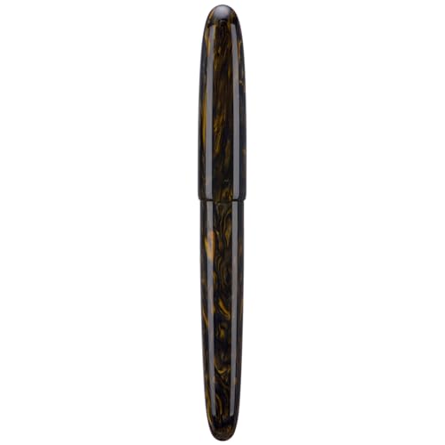 Asvine C80 Fountain Pen #8 Stub 1.1mm Nib Large Handcraft Calligraphy Art Drawing Pen with Converter Pen Case Collection Set (Brown Gold) - color: Brown Gold, style: Stub