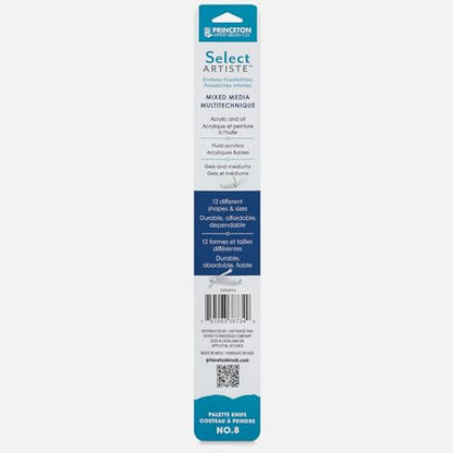 Princeton Select Artiste Palette Knife, Small Multi Angle Scraper, Satin Turqouise Handle, No. 8, Metal, 1 Count - style: Small Multi Angle Scraper No. 8