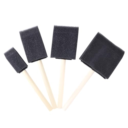 Twenty Pcs Sponge Paint Brush Set Assorted Sizes Wood Handle Foam Brushes for Painting Staining Varnish Craft - size: 5cm diameter