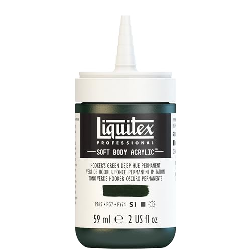 Liquitex Professional Soft Body Acrylic Paint, 59ml (2-oz) Bottle, Hooker's Green Deep Hue Permanent - color: Hooker's Green Deep Hue Permanent, style: 2-oz Bottle