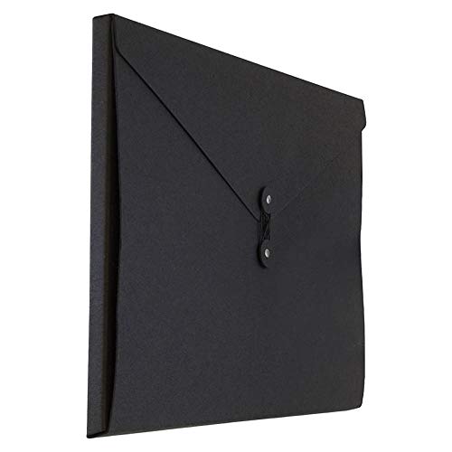 JAM PAPER Kraft Portfolio with Button and String Tie Closure - Large - 9 1/4 x 14 x 3/8 - Black Recycled - Sold Individually - color: Black Recycled, size: Large (9 1/4" x 14" x 3/8")