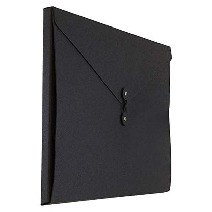 JAM PAPER Kraft Portfolio with Button and String Tie Closure - Large - 9 1/4 x 14 x 3/8 - Black Recycled - Sold Individually - color: Black Recycled, size: Large (9 1/4" x 14" x 3/8")