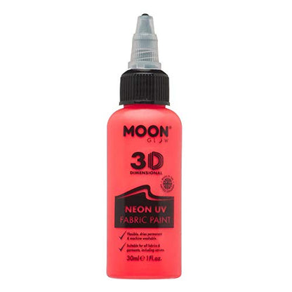 Moon Glow - Neon UV 3D Fabric Paint - 1.01fl oz - Intense Red - Textile paint for clothes, t-shirts, bags, shoes & canvas - color: Intense Red