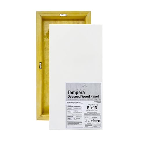 FEAT Wood Gesso Artist Painting Panel Primed Extra Smooth 1.57" Cradle for Tempera Painting (8“ x 16") - size: 8“ x 16"