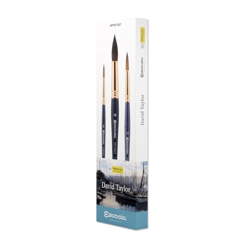Escoda | Watercolour | Artist Set David Taylor | Size 8,12,18 | 3 Brushes | Synthetic tendo + tame | Round Pointed - size: Round Pointed