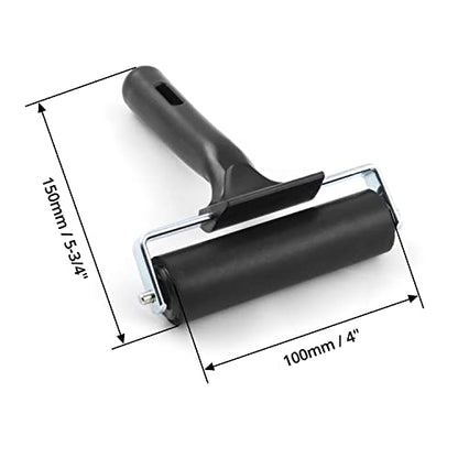 QWORK 4 Inch Rubber Roller, Tape Roller for Print, Tape, Wallpapers, Scrapbooks - size: 4 inch