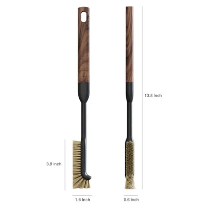 Cleaning Brush, Diveotree Hard Bristle Brush for Deep Cleaning Grout, Sink, Cup, Teapot, Bottle, Blender, Multi-Purpose Brush wih Long Handle for Kitchen (Brown) - color: Brown
