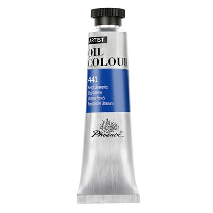 PHOENIX French Ultramarine Oil Paint - 40ml / 1.35 Fl oz. Single Tube - Artist Quality Oil Based Paint for Professionals - color: French Ultramarine