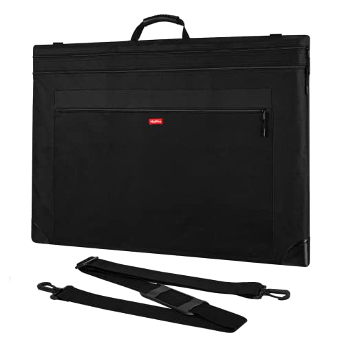 Nicpro Light Weight Art Portfolio Bag, 24x36 Black Art Canvas Portfolio Case with Detachable Shoulder Strap, Leather Corners, Carrying Storage Case for Artwork, Poster, Sketching, and Drawing - size: 24 x 36 inches