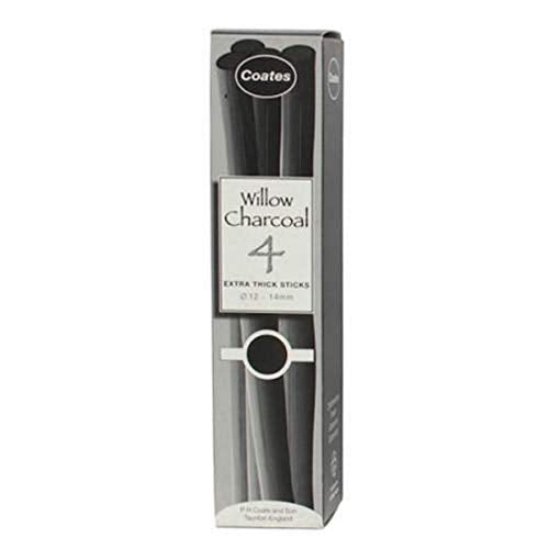 Coates Willow Charcoal- Box of 4 Extra Thick Sticks 12-14mm - style: Extra Thick