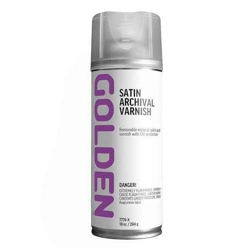 GOLDEN Satin Archival Varnish, 10 oz. Aerosol Can, Professional Acrylic Varnish