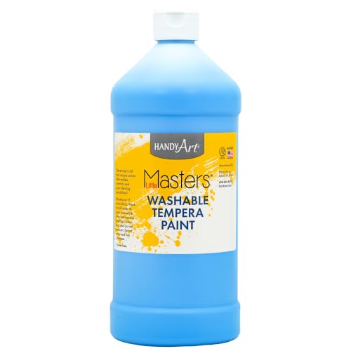 Handy Art Little Masters Washable Tempera Paint, Light Blue, 32 oz Bottle | Bright & Mixable, High Opacity, Washable Colors for Classroom, Students, Kids, Young Artists, Safe & Non-Toxic, Made in USA - color: Light Blue, size: 32 Fl Oz (Pack of 1)