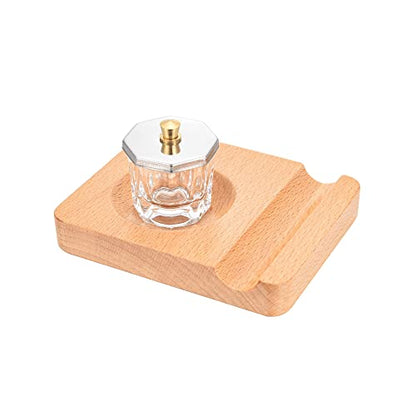 Yoption Wood Dip Pen Set, Calligraphy Oblique Nib Holder With Desktop Pen Holder, Ink Bottle Container and 5 Nibs Kit - color: Dip Pen Set