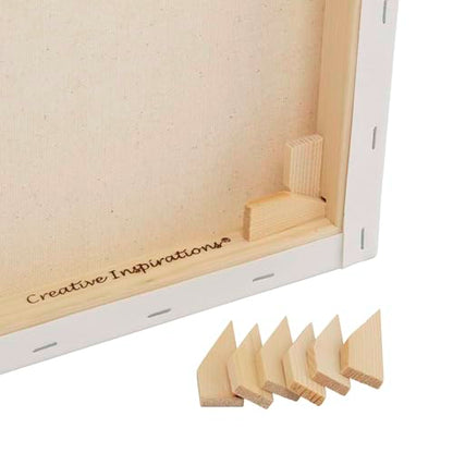 Creative Inspirations Stretched Canvas 4 Pack - 1-1/2" Deep, 8x8", 11oz Sealed & Double-Primed Cotton Canvases, Pine Stretcher Frame, Archival All-Media Primer - Alkyd, Acrylic & Oil Painting - size: 8x8"